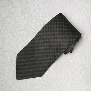 Vtg Giorgio Armani Cravatte Necktie Brown Black Plaid Check Geometric Silk Blend